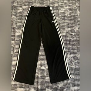 Black and white stripe Adidas athletic pants